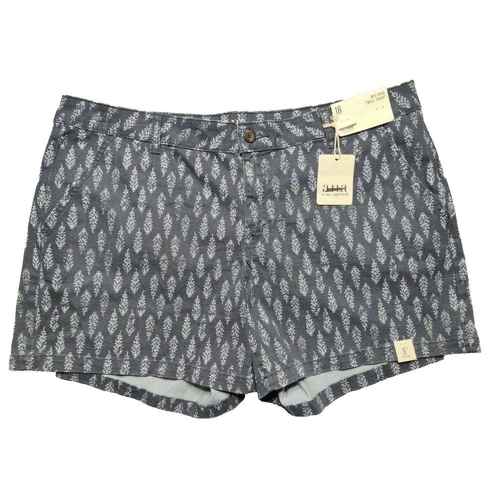 ANA Women Size 18‎ Nickle Floral GEO Mid-Rise 5" Twill Shorts NEW